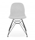 Chaise design DECLIK grise claire avec pieds en métal noir - 
