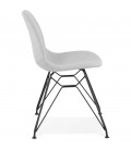 Chaise design DECLIK grise claire avec pieds en métal noir - 