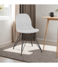 Chaise design DECLIK grise claire avec pieds en métal noir - 