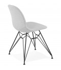 Chaise design DECLIK grise claire avec pieds en métal noir - 