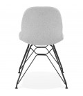 Chaise design DECLIK grise claire avec pieds en métal noir - 