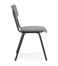 Chaise de cuisine VANINA en tissu côtelé gris foncé - 