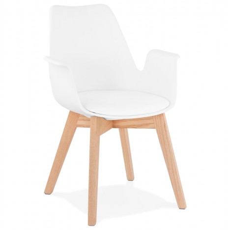 Chaise avec accoudoirs MISTRAL blanche style scandinave - 