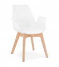 Chaise avec accoudoirs MISTRAL blanche style scandinave - 
