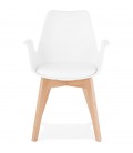 Chaise avec accoudoirs MISTRAL blanche style scandinave - 