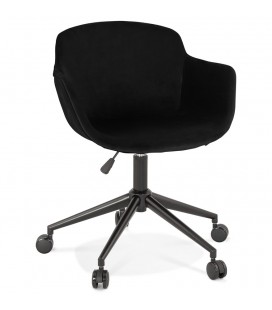 Chaise de bureau ROLLING en velours noir sur roulettes