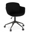 Chaise de bureau ROLLING en velours noir sur roulettes - 