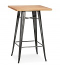 Table haute style industriel GRAMY en bois foncé et pieds en métal gris 70x70 cm - 