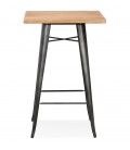 Table haute style industriel GRAMY en bois foncé et pieds en métal gris 70x70 cm - 