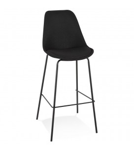 Tabouret de bar ALOE en tissu noir avec pied en métal