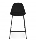 Tabouret snack mi-hauteur FENTON MINI en velours noir et pied en métal noir - 