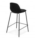 Tabouret snack mi-hauteur FENTON MINI en velours noir et pied en métal noir - 