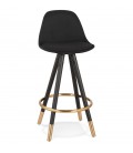 Tabouret snack mi-hauteur vintage GATO MINI en tissu et bois noir - 