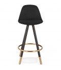 Tabouret snack mi-hauteur vintage GATO MINI en tissu et bois noir - 