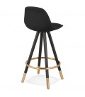 Tabouret snack mi-hauteur vintage GATO MINI en tissu et bois noir - 