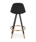 Tabouret snack mi-hauteur vintage GATO MINI en tissu et bois noir - 