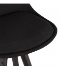 Tabouret snack mi-hauteur vintage GATO MINI en tissu et bois noir - 