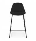 Tabouret snack mi-hauteur BULMA MINI en tissu noir et pied en métal noir - 