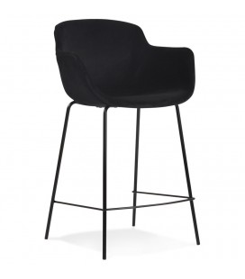 Tabouret snack mi-hauteur LARISSA MINI en velours noir