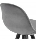 Tabouret snack mi-hauteur design CHICAGO MINI en velours gris et 4 pieds en bois noir - 