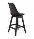 Tabouret snack mi-hauteur CAMILA MINI noir avec pied en bois noir - 