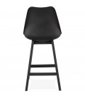 Tabouret snack mi-hauteur CAMILA MINI noir avec pied en bois noir - 