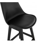 Tabouret snack mi-hauteur CAMILA MINI noir avec pied en bois noir - 