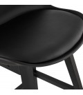 Tabouret snack mi-hauteur CAMILA MINI noir avec pied en bois noir - 