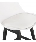 Tabouret snack mi-hauteur CAMILA MINI blanc avec pied en bois noir - 