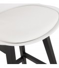 Tabouret snack mi-hauteur CAMILA MINI blanc avec pied en bois noir - 