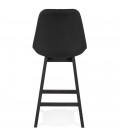 Tabouret snack mi-hauteur TERESA MINI design en tissu noir et pieds en bois noir - 