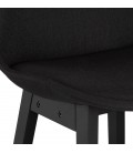 Tabouret snack mi-hauteur TERESA MINI design en tissu noir et pieds en bois noir - 