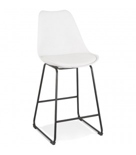 Tabouret snack mi-hauteur CHOKO MINI blanc et pieds en métal noir