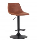 Tabouret réglable design OMALET en microfibre brune et pied en métal noir - 