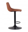 Tabouret réglable design OMALET en microfibre brune et pied en métal noir - 