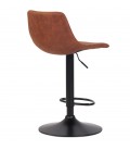 Tabouret réglable design OMALET en microfibre brune et pied en métal noir - 