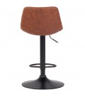 Tabouret réglable design OMALET en microfibre brune et pied en métal noir - 