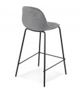 Tabouret snack mi-hauteur FENTON MINI en velours gris et pied en métal noir - 