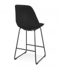 Tabouret snack mi-hauteur RIGO MINI en tissu noir et pieds en métal noir - 