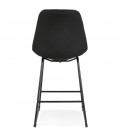 Tabouret snack mi-hauteur RIGO MINI en tissu noir et pieds en métal noir - 