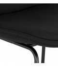 Tabouret snack mi-hauteur RIGO MINI en tissu noir et pieds en métal noir - 