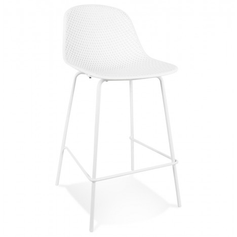 Tabouret snack mi-hauteur perforé LOKI MINI blanc intérieur ou extérieur - 