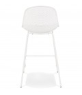 Tabouret snack mi-hauteur perforé LOKI MINI blanc intérieur ou extérieur - 