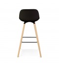 Tabouret snack mi-hauteur TATSU MINI noir avec pieds en bois naturel - 