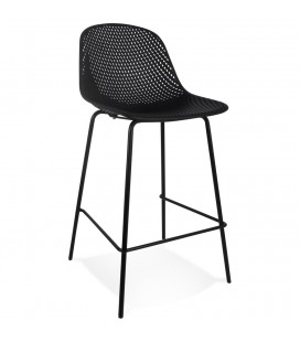 Tabouret snack mi-hauteur perforé LOKI MINI noir intérieur ou extérieur