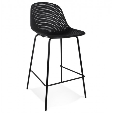 Tabouret snack mi-hauteur perforé LOKI MINI noir intérieur ou extérieur - 