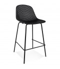 Tabouret snack mi-hauteur perforé LOKI MINI noir intérieur ou extérieur - 