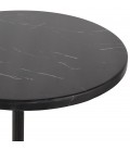 Table haute ronde DOMY ROUND style rustique en pierre noire effet marbre 60x60 cm - 