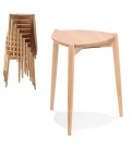 Tabouret bas empilable PINTADO en bois naturel - 