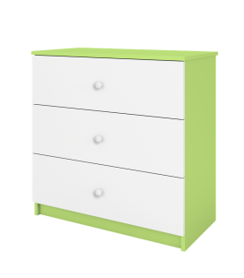 Commode 3 tiroirs 80cm verte et blanche